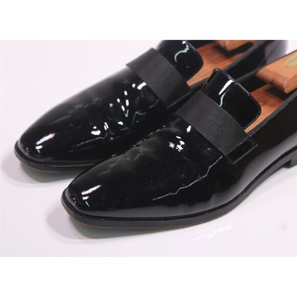 Hugo Boss Black Patent Leather Tuxedo Formal Loafers Grosgrain Band Men's US 7 - Picture 3 of 12